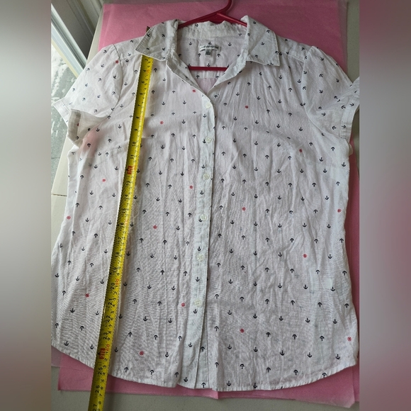 Croft and Barrow Red White and Blue Cotton Nautical Coastal Blouse L - Picture 6 of 7